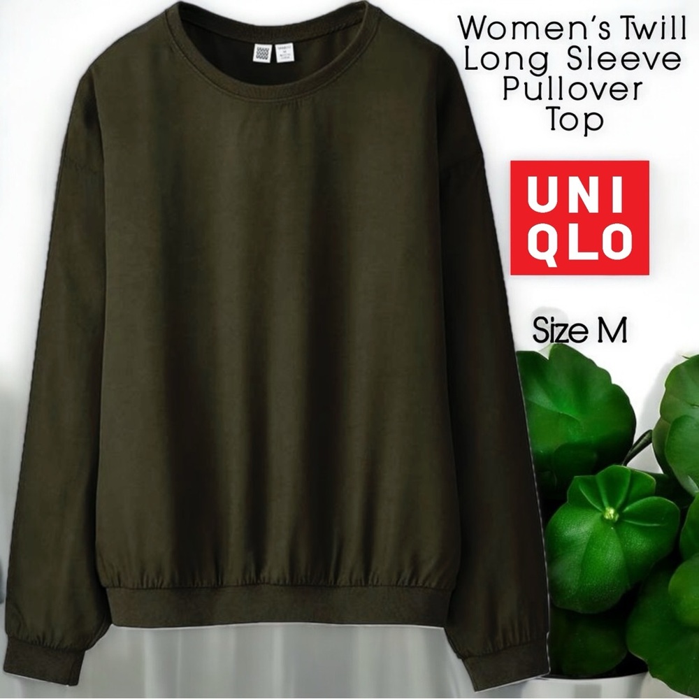Uniqlo Women’s Green Twill Long Sleeve Top - Picture 16 of 16